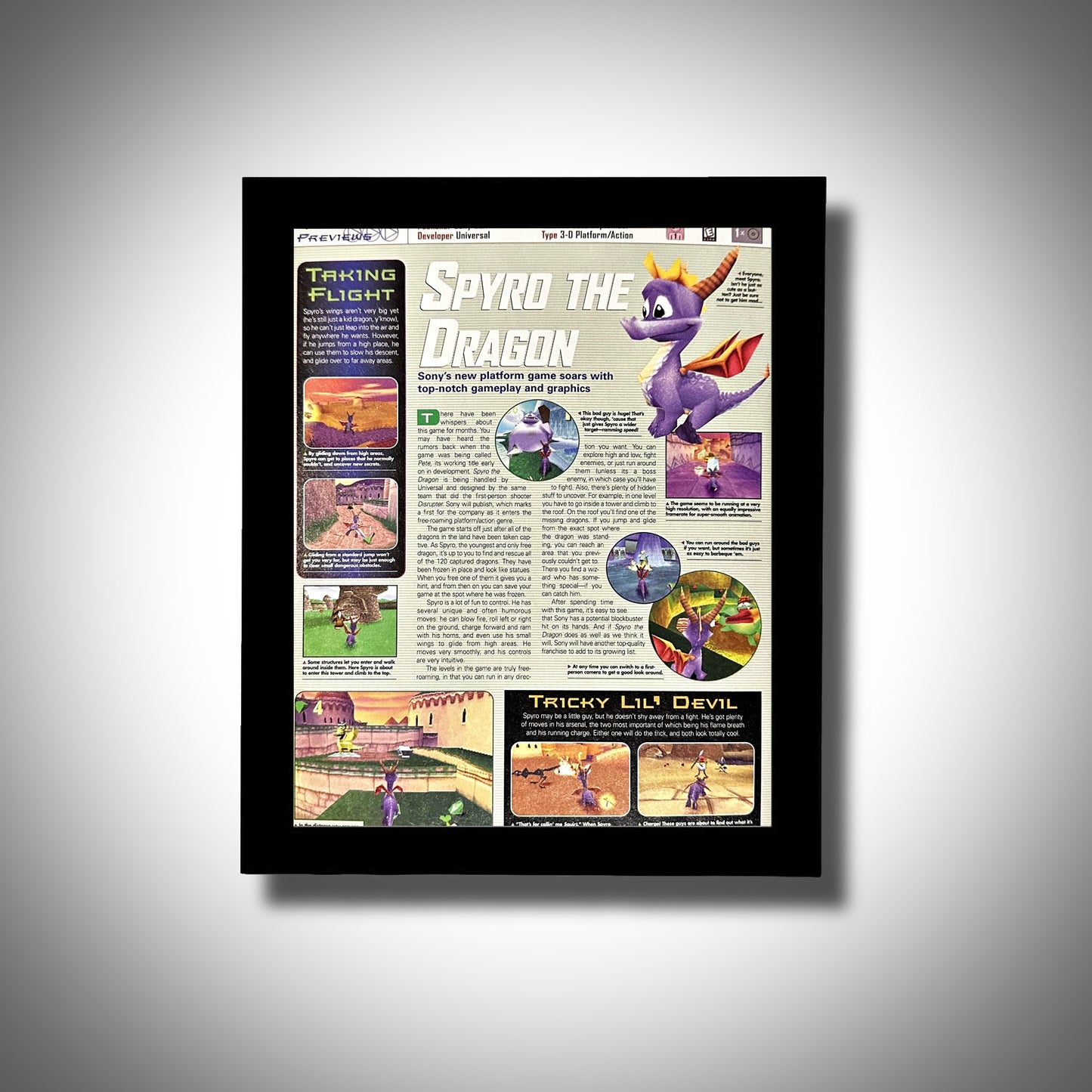 1998 Spyro The Dragon VINTAGE Framed Original Ad Poster