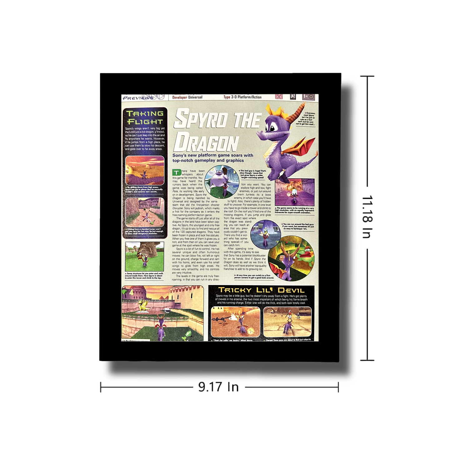1998 Spyro The Dragon VINTAGE Framed Original Ad Poster