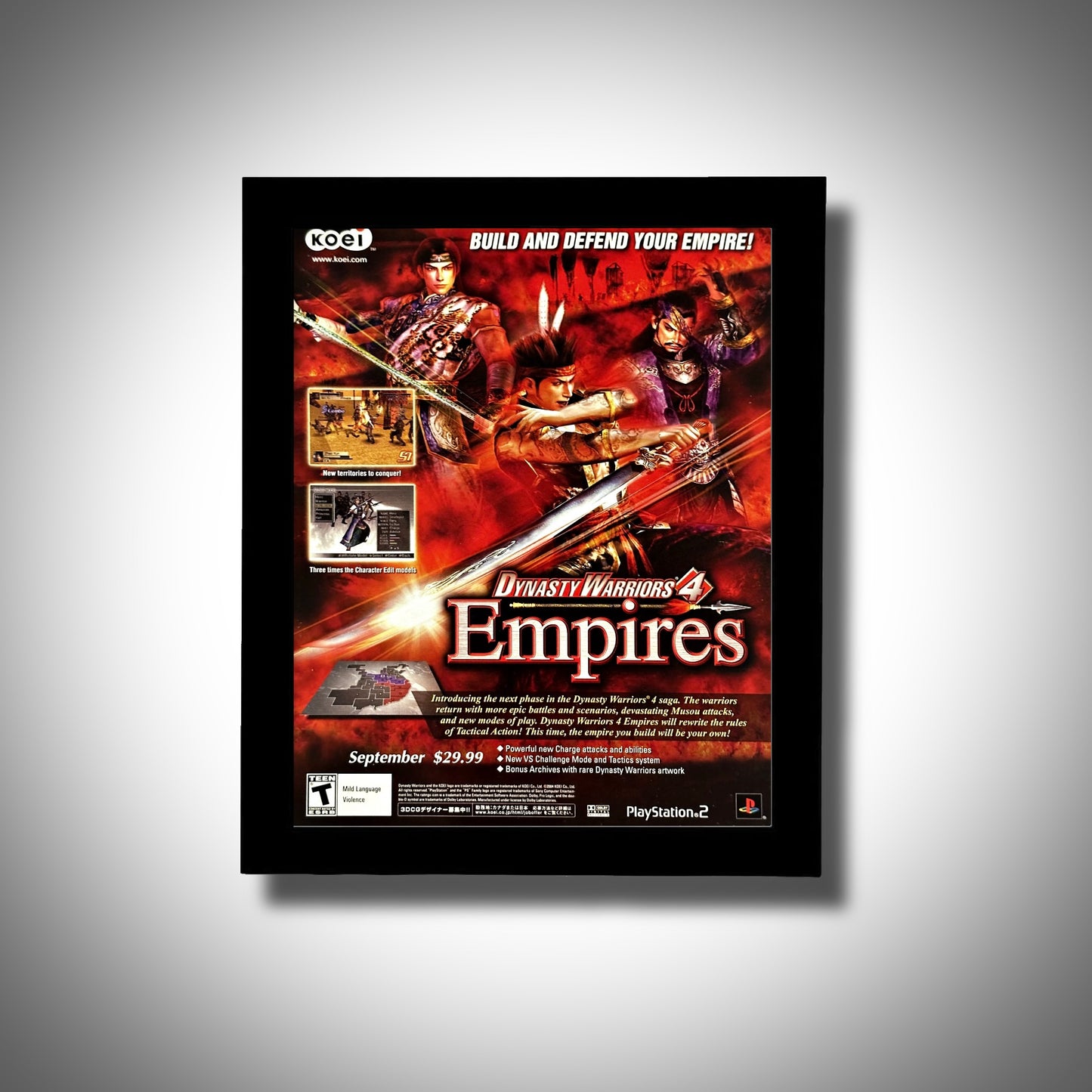 2004 Dynasty Warriors 4 Empires VINTAGE Framed Original Ad Poster
