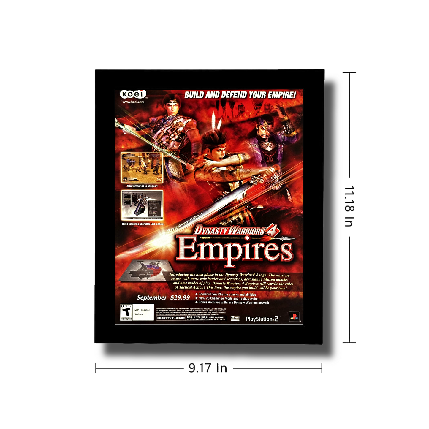 2004 Dynasty Warriors 4 Empires VINTAGE Framed Original Ad Poster