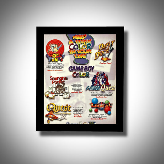 1998 Game Boy Color VINTAGE Original Framed Ad Poster