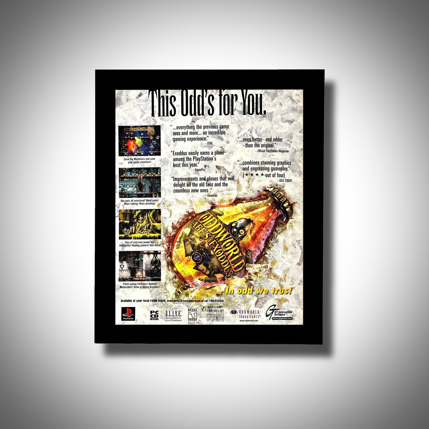 1997 Oddworld Abe's Oddysee VINTAGE Framed Original Ad Poster