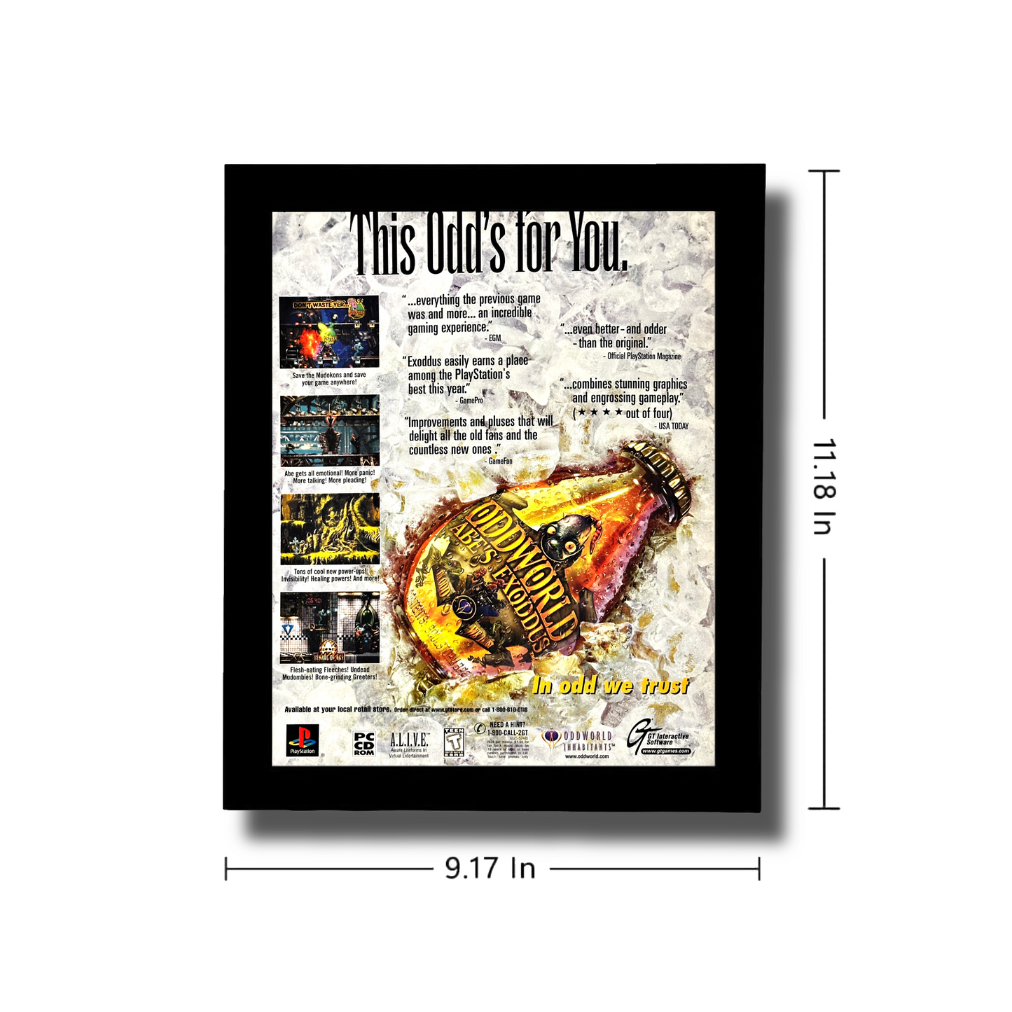 1997 Oddworld Abe's Oddysee VINTAGE Framed Original Ad Poster